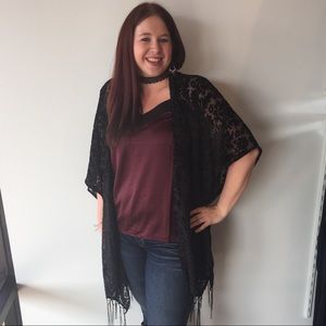 Maurices black velvet kimono-one size